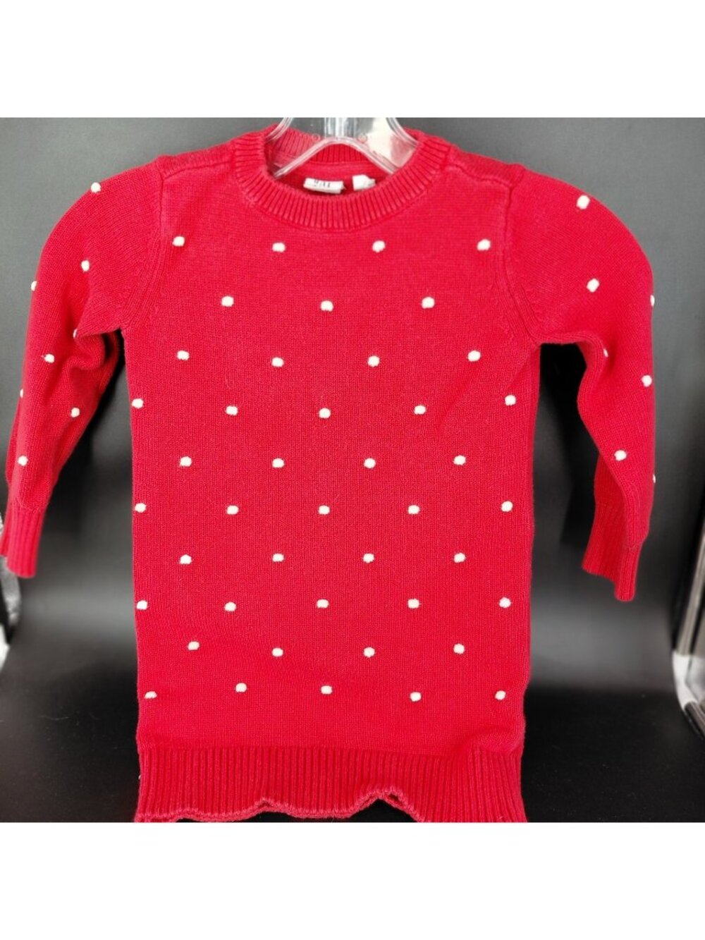 Gap Kids Sweater Dress Girl XS Red Polka Dot Knit Long Sleeve Casual Nautical